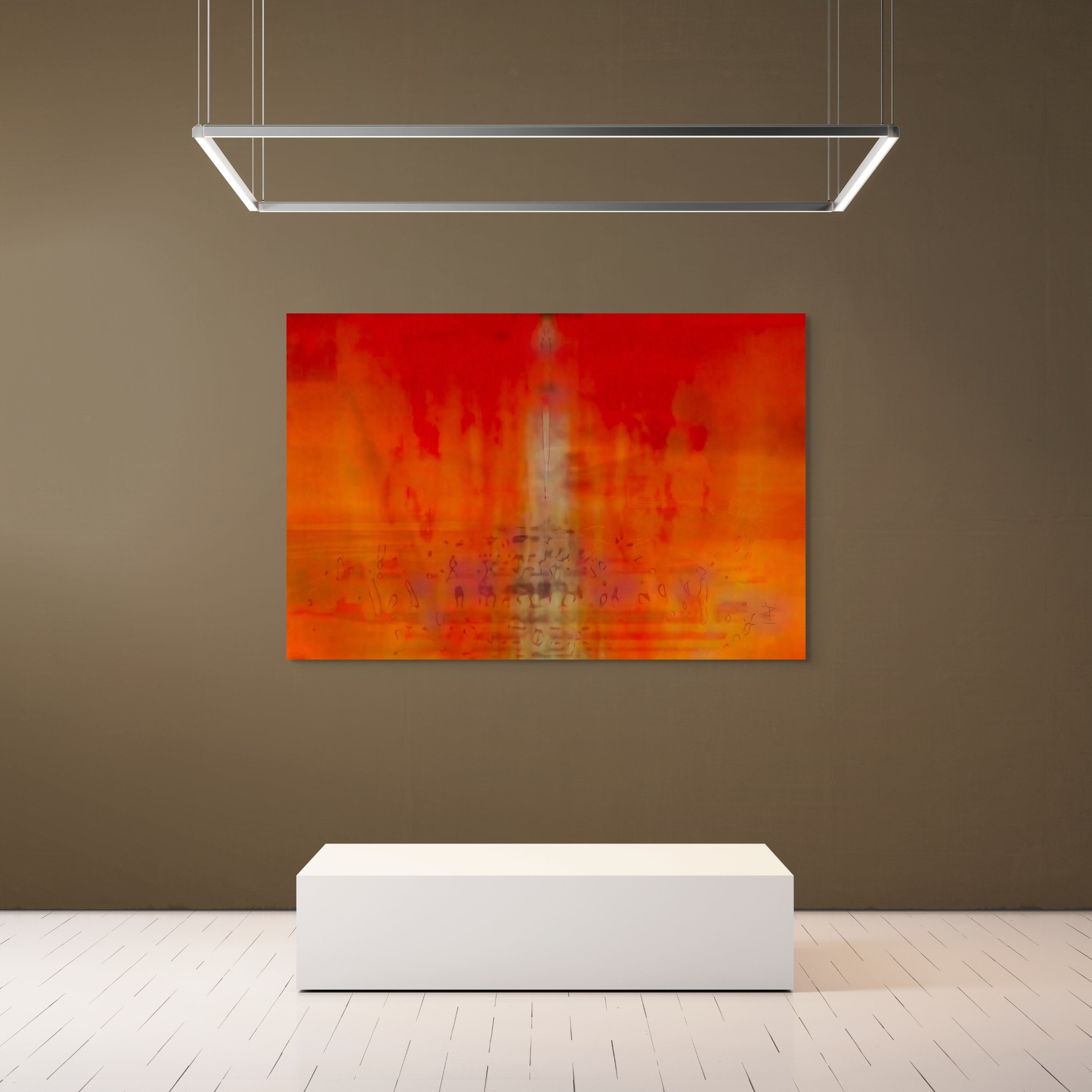 Abstract red orange contemporary painting on canvas modern wall art Timeless series by Patrick Chartol