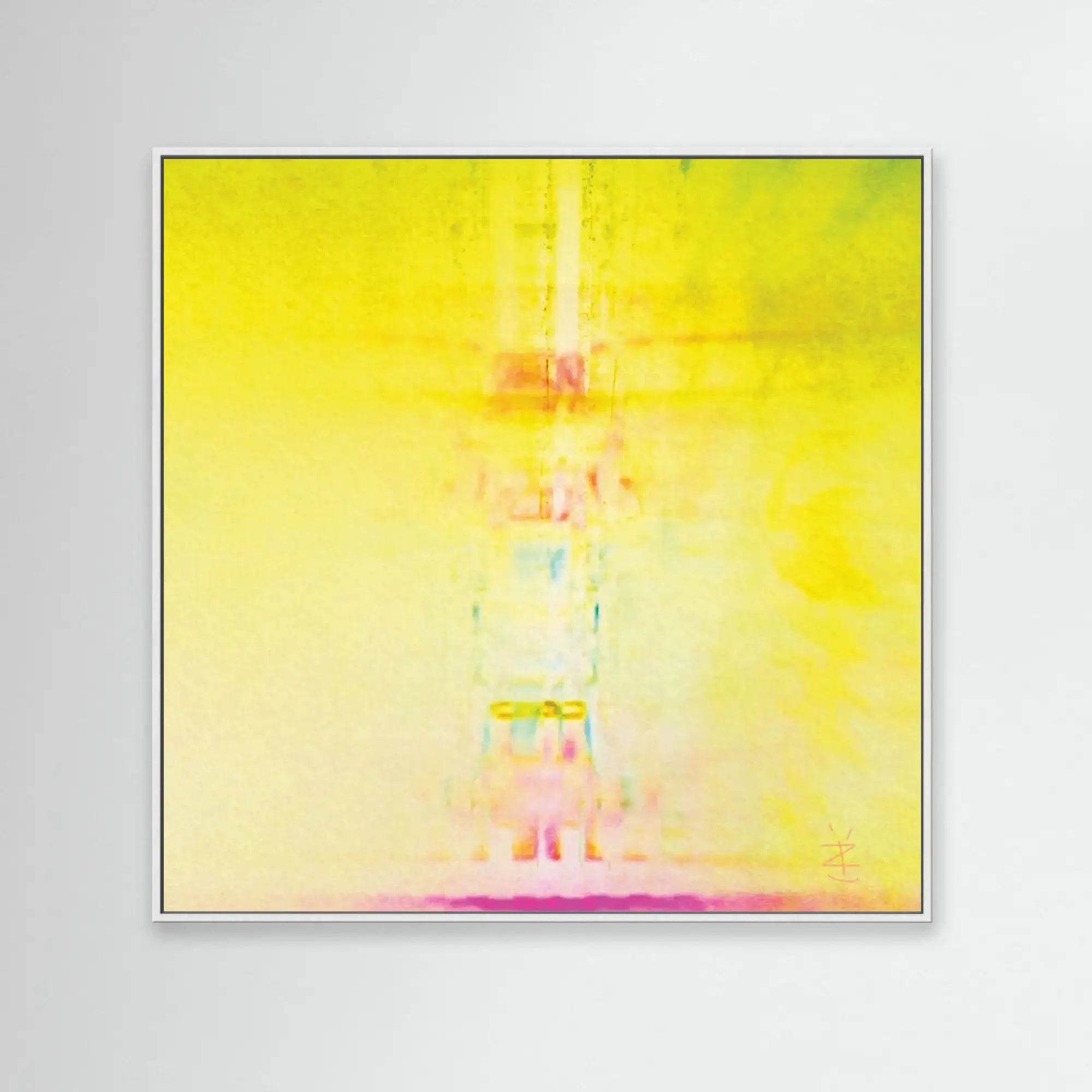 Abstract yellow light painting canvas wall art modern minimalist interior decor soft pastel tones Timeless series
